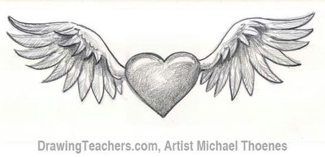 Nautical Drawing, Draw A Heart, Draw Wings, Heart With Wings Tattoo, Alas Tattoo, Drawing Heart, Angel Wings Drawing, Wings Drawing, Angel Wings Tattoo