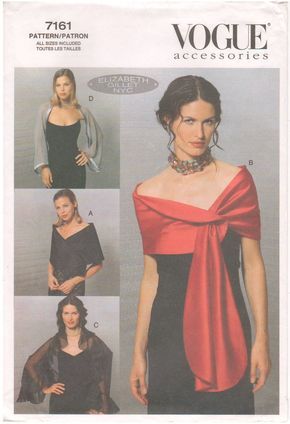 Vogue 7161 - 2001 Sewing Pattern - Uncut and complete with instructions. Evening Wraps: A: Asymmetrical closure. B: Buttonhole opening. C: Self ruffle. D: Contrast bands. Sizes: Small 6/10 Medium 12/14 Large 16/18 XLarge 20/22 XXLarge 24 Envelope is in good condition. Age-related wear and discoloration. There are a few dirty marks on the envelope. Want to see more sewing patterns from my shop? https://www.etsy.com/shop/HappyIFoundIt?ref=si_shop Bathing Suit Patterns, Evening Wrap, Evening Accessories, Evening Wraps, Vogue Sewing, Vogue Sewing Patterns, Wrap Pattern, Mccalls Sewing Patterns, Patterned Scarves