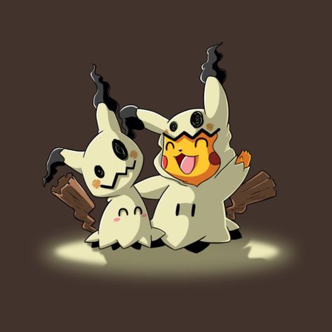 Pikachu & Mimikyu, Pokemon Pikachu And Mimikyu, Mimikyu Tattoo, Pikachu Halloween, Pokemon Cute, Pokemon Painting, Pokemon Halloween, Pokemon T, Ghost Pokemon, Matching Pfp Couple