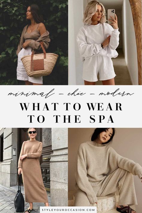 Spa Day Hairstyle, Massage Outfits For Women, Spa Day Outfit, Winter Spa, Spa Wear, Weekend Getaway Outfits, Spa Aesthetic, Spa Outfit, Spa Getaways