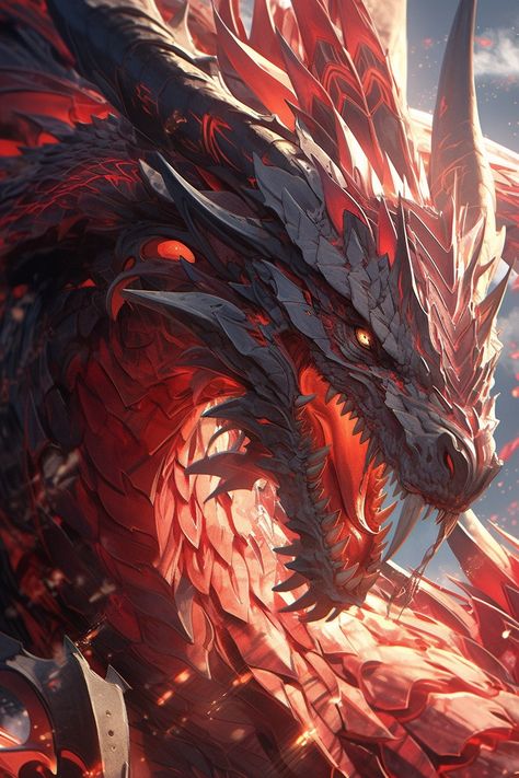 Guardian Dragon Fantasy Dragon Art, Dragon Rouge, Big Dragon, Legendary Dragons, Mythical Dragons, Dragon Artwork Fantasy, Creature Artwork, Fantasy Beasts, 다크 판타지