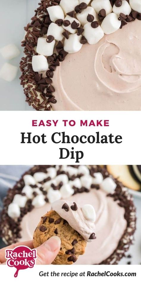 Fluffy and sweet, hot chocolate dip will be a hit at your next party - all the flavors of hot cocoa in an irresistible cool dip! Perfect with Oreos, chocolate chip cookies, and graham crackers. Hot Chocolate Dip Charcuterie Board, Hot Chocolate Dip With Cream Cheese, Hot Chocolate Cool Whip Dip, Hot Cocoa Dip Charcuterie Board, Easy Chocolate Dip, Hot Chocolate Dip Cool Whip, Easy Holiday Dessert Dips, Super Easy Christmas Desserts, Easy Christmas Dessert Dips