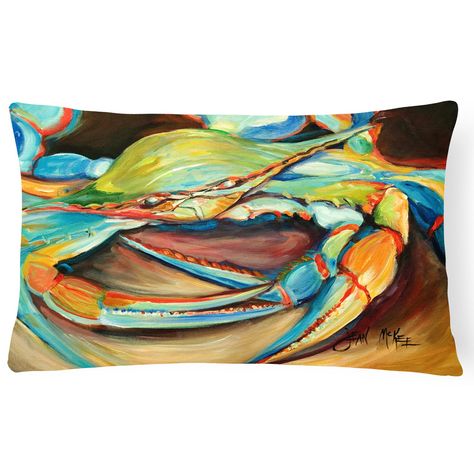 Carolines Treasures Blue Crab Canvas Fabric Decorative Pillow JMK1096PW1216 Big Crab, Bath Mat Runner, Outdoor Floor Mats, Blue Crab, Cotton Bath Rug, Outdoor Mat, Pillow Forms, Print Artist, Hot Pads