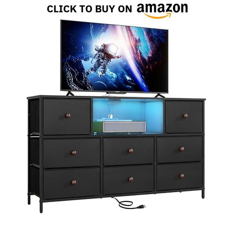 LYNCOHOME Black Dresser with Power Outlets and LED Lights, 43" W Dresser TV Stand with 8 Drawers, Fabric Chest of Drawers for Bedroom, Living Room, Entryway

#homedesign #homedecor #housedesign #housedecor #room #roomdecor #roomdesign #interior #design #home #house #furniture #decor #bedroom #kitchen #livingroom Dresser Tv, Drawers For Bedroom, Dresser Tv Stand, Dresser With Tv, Black Dresser, Makeup Stool, Black Dressers, Fabric Dresser, Extension Cords