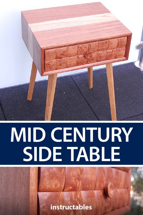 Easy Diy Wood Projects, Simple Wood Projects, Simple Woodworking Projects, Wood Projects Easy, Pallet Wood Projects, Diy Projects Easy, Drawer Side Table, Mid Century Side Table, Unfinished Furniture