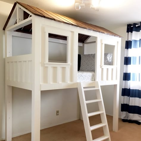 Loft Cabin Bed - DIY Projects House Bed Plans, Bunk Beds Small Room, Loft Cabin, A Loft Bed, Cabin Loft, Loft Bed Plans, Diy Loft Bed, Kids Loft, Kids Loft Beds