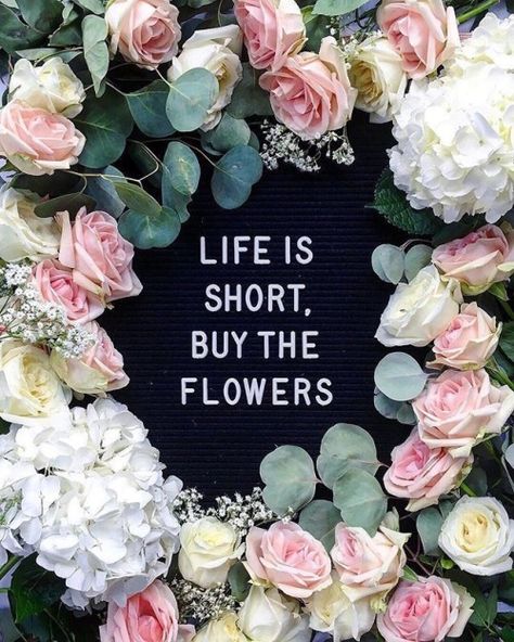 life is short buy the flowers quote Flowers Quotes Love, Flower Quotes Love, Letter Folk, Pink Hydrangeas, Flowers Quotes, Felt Letters, Garden Quotes, Love Inspiration, Flower Quotes