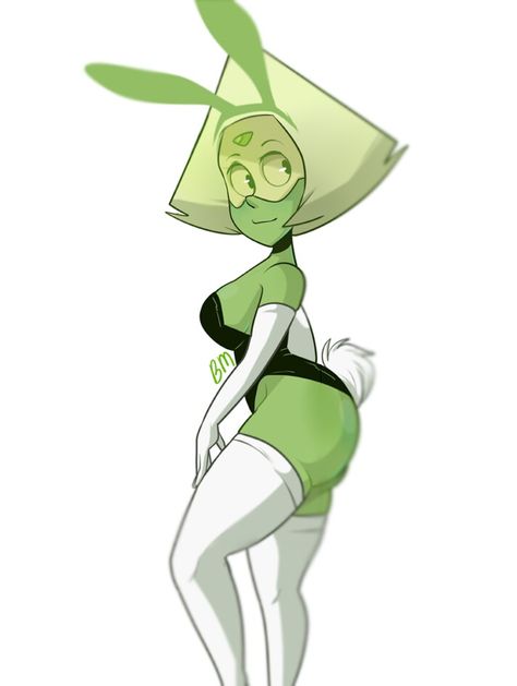 Peridot as a Playboy Bunny. ( Steven Universe ) Steven Universe Lapidot, Cartoon Network Fanart, Steven Universe Lapis, Peridot Steven Universe, Steven Universe Anime, Steven Universe Characters, Steven Universe Comic, Bunny Suit, Steven Universe Gem