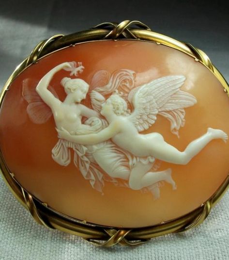 Antique Cameos - Cameo - old victorian, shell, coral and hardstone cameos, vintage jewellery Eros And Psyche Aesthetic, Eros Tattoo, Aphrodite Vibes, Cameo Tattoo, John Gibson, Poetry Aesthetic, Eros And Psyche, Cupid And Psyche, Greek Mythology Art