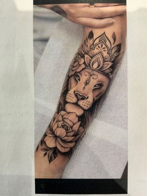 Forarm Tattoos For Women, Lion Tattoo With Flowers, Lion Arm Tattoo, Lioness Tattoo, Forarm Tattoos, Hip Tattoos Women, Forearm Tattoo Women, Leg Tattoos Women, Shoulder Tattoos For Women