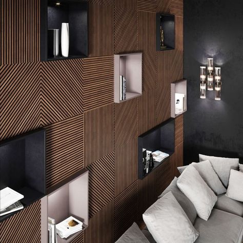 Texture & dimension you didn’t know you were missing. Upgrade your design with Ikonni’s milled panels. #livingroomdesign #designinspo #interiordesign #interiorinspo #milledpanels #dreamdesign Lobby Designs, Wall Cladding Designs, Restaurant Exterior Design, Dining Area Decor, Mdf Wall Panels, Cladding Design, Modern Living Room Interior, Luxury Bedroom Design, Wooden Wall Panels