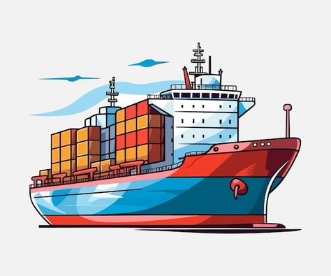 Container ship illustration vector resea... | Premium Vector #Freepik #vector #shipment #logistics-shipping #cargo-container #logistics-cargo Ship Illustration Vector, Cargo Vessel Ships, Ship Poster Design, Container Ship Illustration, Cargo Ship Drawing, Cargo Ship Illustration, Container Illustration, Mechanic Logo Design, Ship Illustration