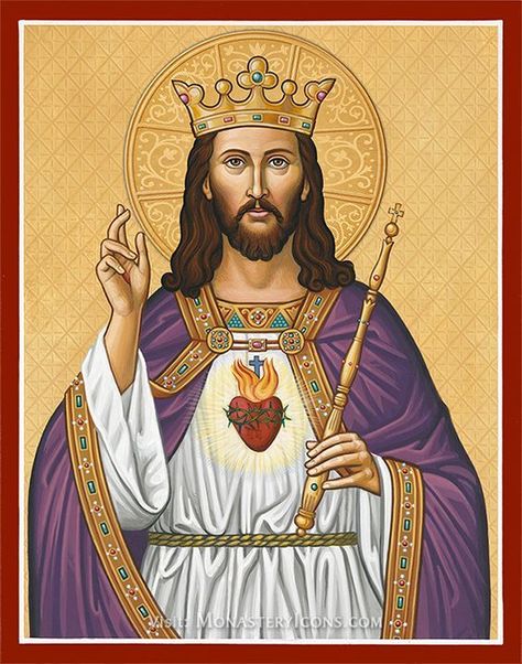 Monastery Icons, Jesus King, The Dictator, Queen Of Heaven, Christ The King, King Jesus, Heart Of Jesus, Religious Icons, Jesus Art