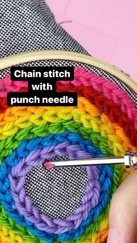 Rug Tufting Ideas For Beginners, Punch Needle Embroidery Floss, Punch Needle For Beginners, Needle Punching Ideas, Different Punch Needle Stitches, How To Thread A Punch Needle, Punch Threading, How To Punch Needle, Punch Needle Satin Stitch