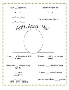 All About Me Math! -fun for beginning of the year class book All About Me Math, Math Fluency Games, All About Me Maths, Daily 5 Math, Math Lab, School Tool, Math Journals, Math About Me, A Worksheet