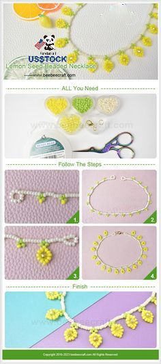 #PandahallUSStock #Lemon Seed Beaded #Necklace. How do you think my designs turned out? 🧐 Seed Beaded Necklace, Lemon Seeds, Hobby Ideas, Bee Crafts, Necklace Making, Make Your Own Jewelry, Craft Tutorial, Bugle Beads, Seed Bead Necklace