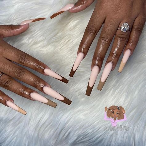 Hand painted shades of brown french for @pretty_icylinn 😍 Stop looking and start booking! Book this under “ombré/ french brat set” I still… Purple Marble Nails, Ombré French, Really Long Nails, Watercolor Nails, Burgundy Acrylic Nails, Brown French, Drip Nails, Cute Acrylic Nail Designs, Long Acrylic Nails Coffin