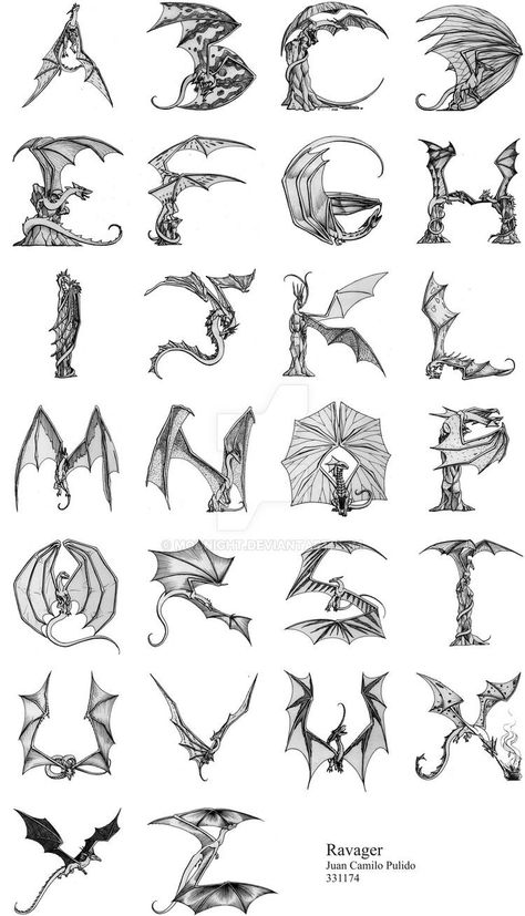 Dragon Font, Dragon Alphabet, Lettering Styles Alphabet, Alfabet Letters, Typography Alphabet, Halloween Fonts, Hand Lettering Alphabet, Lettering Alphabet Fonts, Lettering Styles