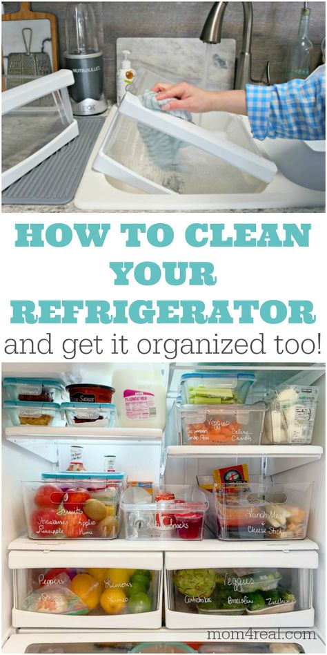 How To Deep Clean A Refrigerator In 15 Minutes - Mom 4 Real Cleaning Refrigerator, Homemade Toilet Cleaner, Clean Hacks, Clean Baking Pans, Clean Refrigerator, Hardwood Floor Cleaner, Cleaning Painted Walls, Diy Organizer, Home Cleaning Tips