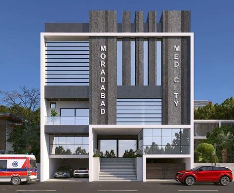 Commercial Design Exterior, Commercial And Office Architecture, Hospital Architecture, Architecture Elevation, Bungalow Exterior, Office Building Architecture, Building Elevation, Front Elevation Designs, Architecture Model Making