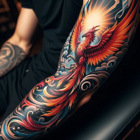 I will draw custom tattoo design or tattoo sleeve Phoenix Tattoo Cover Up, Rising Phoenix Tattoo Men, Fenix Tattoo Men, Forearm Phoenix Tattoo For Men, Fenix Tattoo Design, Phoenix Sleeve Tattoo, Phoenix Tattoo Arm, Phoenix Tattoo Men, Phoenix Tattoo Sleeve