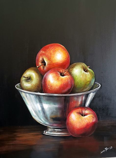 painting realistic fruit in acrylic Painting Ideas On Canvas Fruit, Realistic Fruit Drawing, Stil Life Painting, Fruit Painting Acrylic, Hyperrealistic Drawing, Themed Paintings, Black Background Painting, Paint Realistic, Painting Realistic