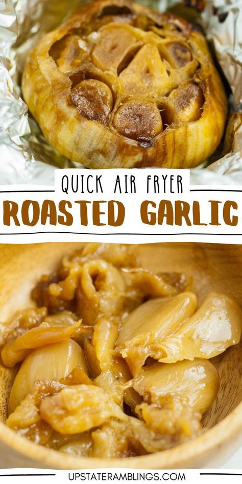 Quick Air Fryer Roasted Garlic Air Fryer Roasted Garlic Cloves, Air Fryer Roasted Garlic, Garlic Dipping Oil, Roasted Garlic Recipe, Roasting Garlic In Oven, Roasted Garlic Cloves, Delicious Salad Dressings, Garlic Recipe, Air Fryer Ideas