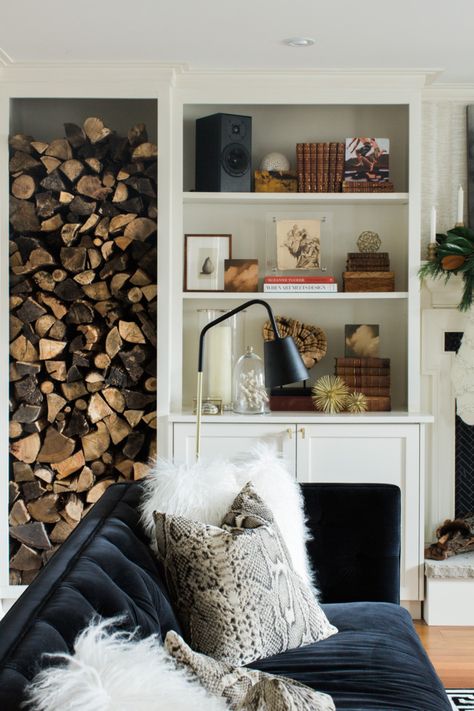 0067-thecuratedhouse-christmashometour-768x1152 Indoor Firewood Rack, Firewood Storage Indoor, Wood Storage Rack, Christmas House Tour, Storage Furniture Living Room, Firewood Storage, Cute Dorm Rooms, Diy Home Decor Ideas, Up House