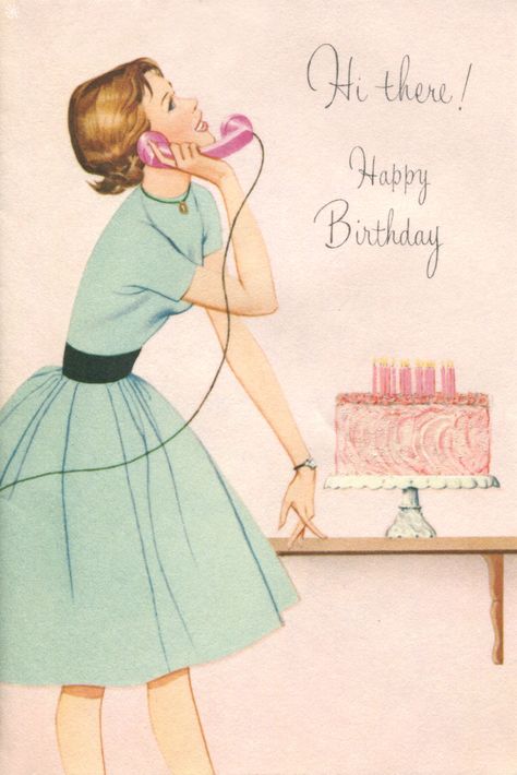 Happy Birthday Greeting Card-1950s Happy Birthday Niece, Happy Birthday Vintage, Happy Birthday Art, Birthday Illustration, Vintage Birthday Cards, Birthday Vintage, Birthday Blessings, Bday Cards, Happy Birthday Greeting Card