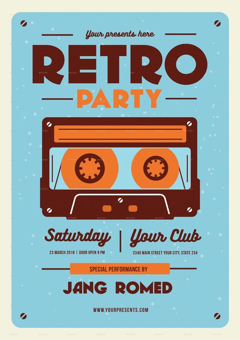 Retro Music Flyer Preview - GraphicRiver Music Announcement Design, Retro Pubmat, Retro Booth, Quote Stencils, Record Painting, Yearbook Ideas, Retro Graphic Design, Music Flyer, Retro Radio