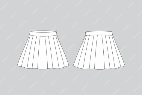 Premium Vector | Pleated skirt technical fashion illustration skirt vector skirt draw Pleated Skirt Template, Pleated Skirt Technical Drawing, Fashion Illustration Skirt, Skirt Technical Drawing, Korean Pleated Skirt, Skirt Illustration, Flat Drawings, Technical Illustration, Knife Pleat