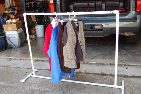 DIY PVC pipe portable clothes rack Diy Clothes Rack Pvc, Pipe Clothes Rack, Portable Clothes Rack, Coat Closet Organization, Diy Clothes Rack, Pvc Pipe Projects, Pvc Projects, Hanger Diy, Diy Pipe