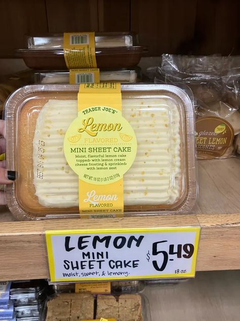 15 Best Trader Joe’s Desserts of All Time - February 2024 | The Kitchn Trader Joes Dessert Ideas, Lemon Sheet Cake Recipe, Lemon Sheet Cake, Ube Ice Cream, Vanilla Sheet Cakes, Dark Chocolate Desserts, Dessert Hacks, Vanilla Bean Cakes, Lemon Cream Cheese Frosting