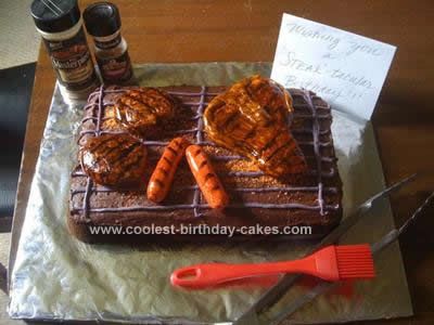 Homemade BBQ Grill Cake: This BBQ Grill Cake was for my husband’s birthday, because he loves to grill for our family! It was a super easy cake, which I believe anyone can make! Diy 21st Birthday Cake, Easy Birthday Cake Ideas, Birthday Cake Ideas For Men, 60th Birthday Party Ideas, Cake Ideas For Men, Easy Birthday Cake, Bbq Cake, Burger Cake, Homemade Chocolate Frosting