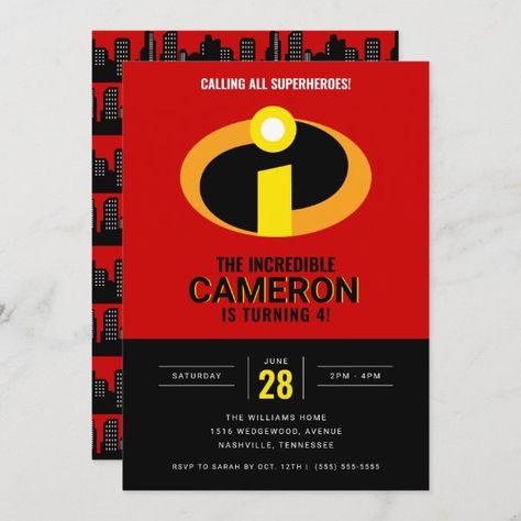 The Incredibles Logo Superhero Birthday Invitation Incredible Birthday Party, Incredibles Birthday Party, Incredibles Logo, Superhero Birthday Invitations, Disney Birthday, Superhero Theme, Superhero Birthday, 4th Birthday Parties, Birthday Design