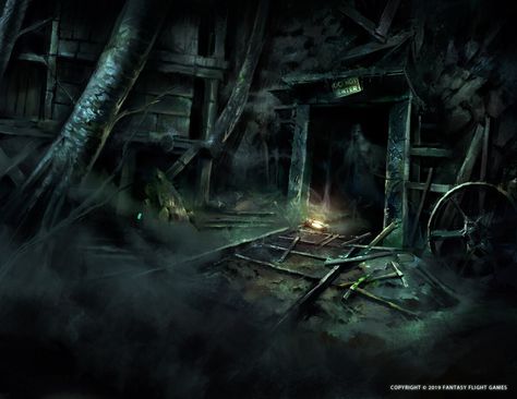 Abandoned Mine, Nele Diel on ArtStation at https://www.artstation.com/artwork/XBDEVn Vanessa Vancleef, Haunted Mine, Dnd Pictures, City Fantasy Art, Flip Books Art, Name Project, Mine Aesthetic, Abandoned Mine, Arkham Horror