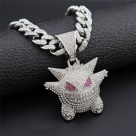 item name: Gengar necklace material:alloy rope chain length:24 inch,width:3mm cuban chain length:20 inch,width:12mm tennis chain length:20 inch,width:4mm pendant size:6*4.8cm package:1 piece necklace Wearing Ocn: Dating / Daily / Wedding / Anniversary / Party Gift for: Friend / Dad /Brother / Husband / Wife / Mother / Girlfriend About shippingShipping and Packaging All items will be double checked and well packed before sending.Item Anime Necklace, Pants Accessories, Edgy Jewelry, Anime Jewelry, Expensive Jewelry Luxury, Bling Necklace, Tennis Chain, Party Necklace, Miami Cuban