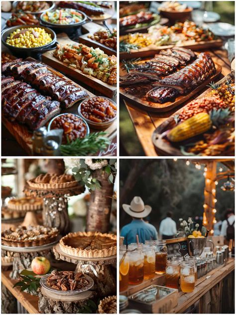 Western Wedding Food Ideas, Western Chic Party, Rustic Cowboy Wedding, Cowboy Wedding Theme, Corn Wedding, Barbecue Wedding, Pioneer Party, Western Wedding Ideas, Custom Cowboy Hats