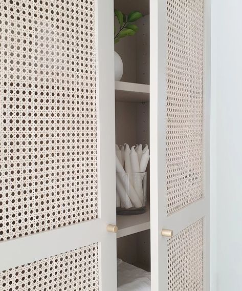 Billy Bookcase With Doors, Cane Doors, Billy Bookcase Hack, Ikea Billy Bookcase Hack, Hack Ikea, Tidy Room, Bookcase Door, Ikea Billy Bookcase, Cane Furniture