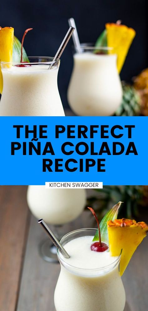 There's a reason this piña colada recipe is a classic. With just the right mix of white rum, cream of coconut, and pineapple juice, it's perfect for enjoying on a hot summer day or when you're dreaming about your next island vacation. Shake one up or blend with ice for an extra cold treat. Perfect Pina Colada Recipe, Easy Pina Colada Recipe, Piña Colada Recipe, Colada Drinks, Coconut Rum Drinks, Pina Colada Drinks, Frozen Pina Colada, Cream Of Coconut, Frozen Cocktail Recipes