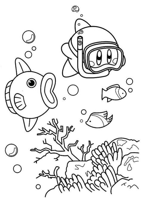 Kirby In Olive Ocean Coloring Page - Collection of Kirby Coloring Pages For Kids Finding Nemo Coloring Pages, Nemo Coloring Pages, Super Mario Coloring Pages, Ocean Coloring Pages, Mario Coloring Pages, Barbie Coloring Pages, Princess Coloring Pages, Dinosaur Coloring Pages, Pokemon Coloring Pages