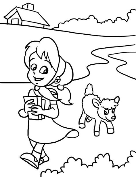 Sweet Smile Mary Had A Little Lamb Coloring Pages : Color Luna Mary Had A Little Lamb Craft, Mary Had A Little Lamb, Lamb Drawing, Lamb Craft, Lamb Nursery, Janmashtami Decoration, Free Halloween Coloring Pages, Preschool Crafts Fall, Preschool Christmas Crafts