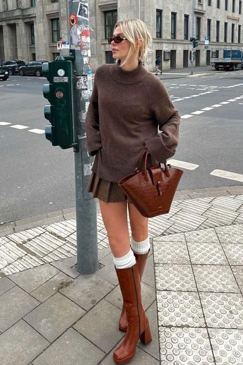 Brown thigh high boots