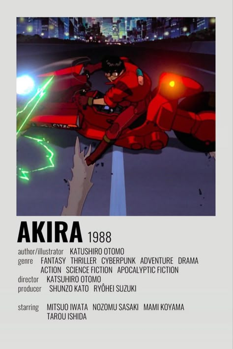 Akira Film, Minimalist Anime Poster, Akira Poster, Anime Watchlist, Akira 1988, Minimalist Anime, Akira Anime, Anime Suggestions, Animes To Watch