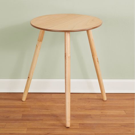 20-Inch Diameter Round Wooden Side Accent Table | Collections Etc. Round Wood Accent Table, Wooden Accent Table, Round Tablecloths, Wooden Picnic Tables, Small Accent Tables, Magazine Table, Christmas Table Linen, Chair Sofa Bed, Wooden Porch