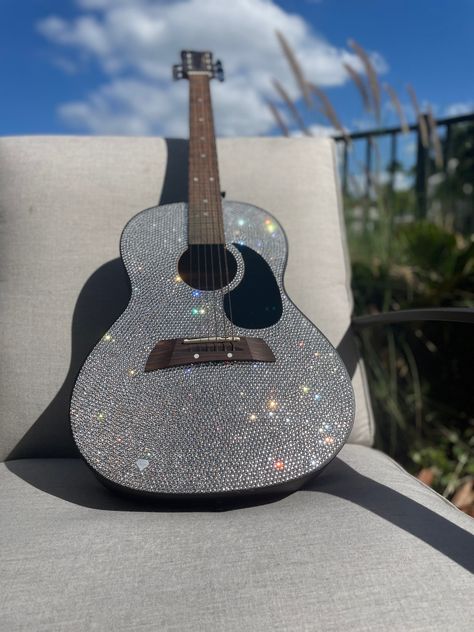 Bling Guitar, Custom Acoustic Guitar, Crystal Guitar - Etsy Guitar Unique, Rhinestone Guitar, Custom Acoustic Guitars, Custom Bass Guitar, Taylor Guitars, All Music Instruments, Guitar Obsession, 21st Party, Music Equipment