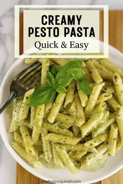 Creamy Pesto Pasta Recipe, Penne Pesto, Pesto Pasta Recipes Chicken, Easy Pesto Pasta, Homemade Basil Pesto, Basil Pesto Pasta, Pesto Sauce For Pasta, Healthy Pesto, Creamy Pesto Pasta