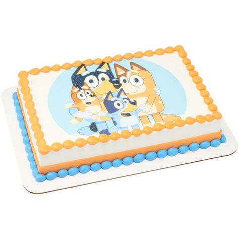 Bluey Birthday Sheet Cake Ideas, Bluey Cake Ombre, Bluey Sheet Cake, Bluey Birthday Cake Rectangle, Pastel De Bluey, 1st Birthday Bluey Theme Smash Cake, Bluey Abc Kids Cake, Rectangle Cake, Girls 3rd Birthday