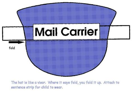 Mail carrier head band Mail Carrier Preschool, Mail Carrier Hat, Stem Kindergarten, Thema Letters, Kindergarten Stem, Prek Crafts, May Crafts, Hat Template, Mail Carrier