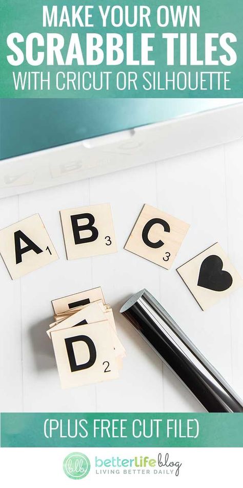 DIY Scrabble-style Tiles with Your Cricut or Silhouette #betterlifeblog - We all have that one space that we want to make a little more homey. Whether that’s a family room or a bedroom these Scrabble Tiles will look great ha... Diy Scrabble, Style Tiles, Planner Vintage, Small Business Blog, Digital Media Design, Vintage Numbers, Scrabble Letters, Diy Jewelry Holder, Diy Projects For Beginners